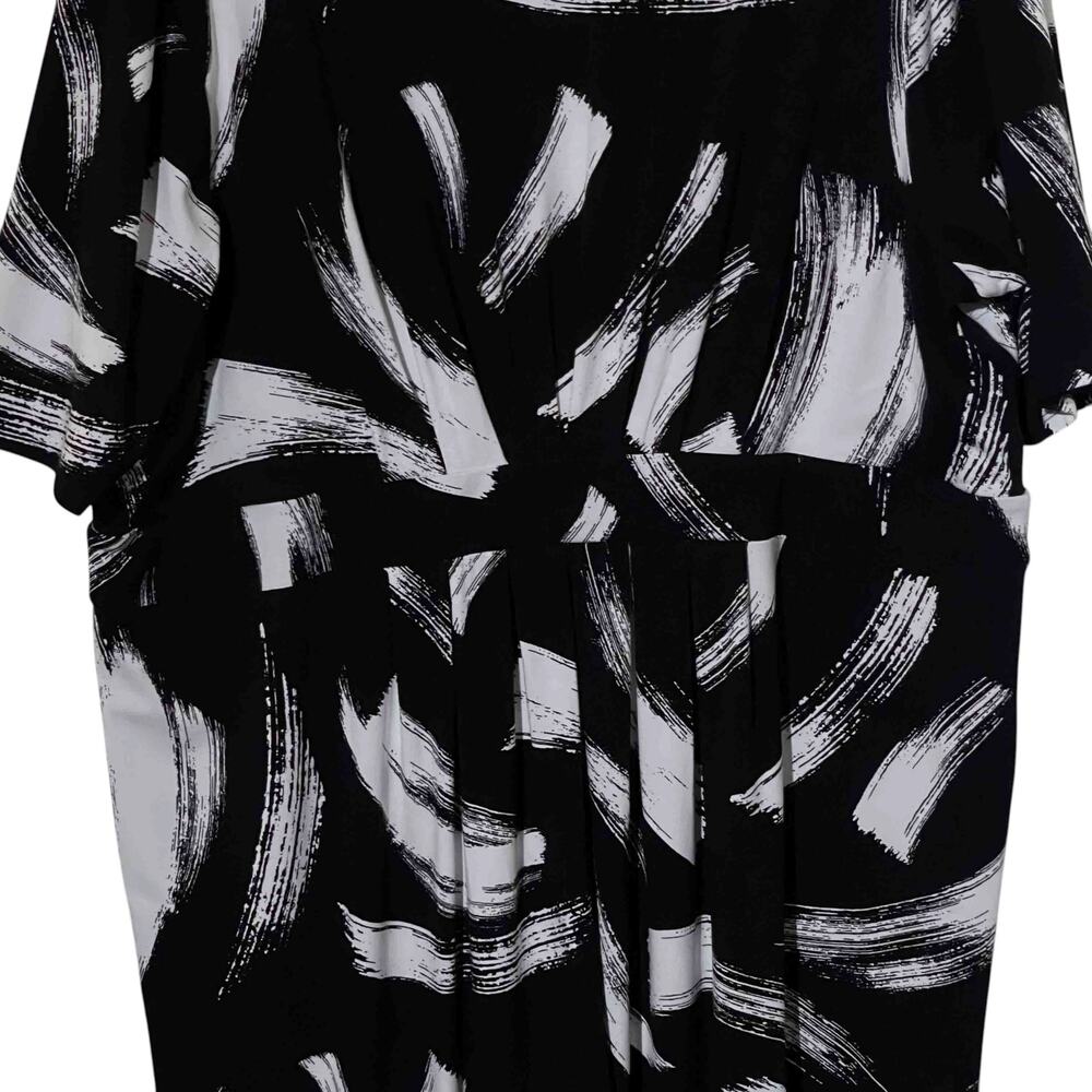 Chico's Classic Pleated Short Dress Size 20 Black White Pockets Printed Casual - Picture 3 of 8